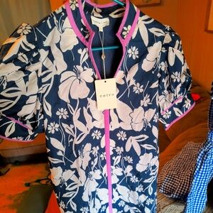 Entro Floral Dress with Pink Trim